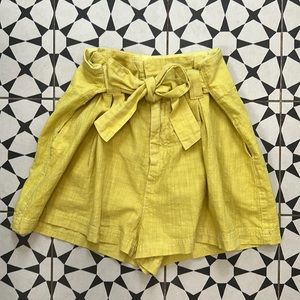 Bright Yellow Free People Paper Bag Shorts, size 10